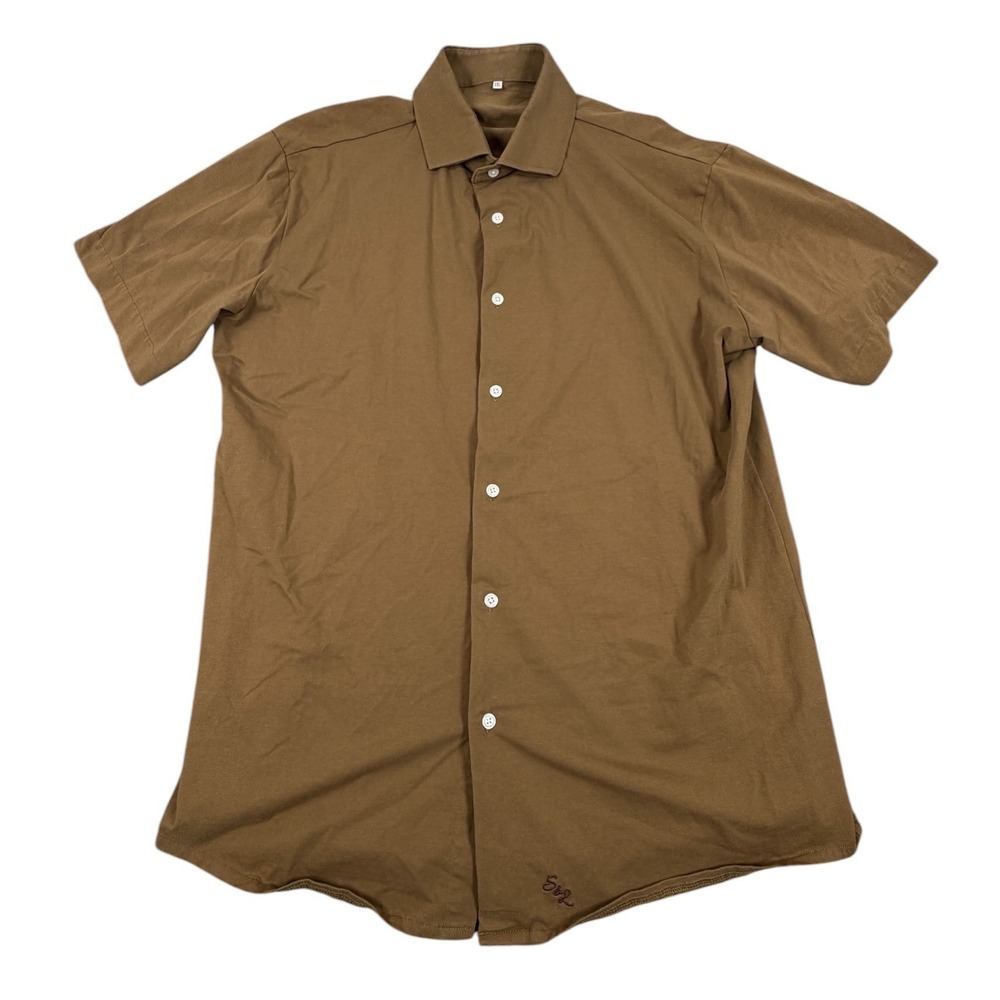 State and Liberty "The Lincoln" Olive Short Sleeve Button Down Ahtletic Fit 2XL
